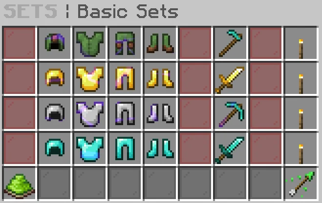 The /sets menu with the four basic sets